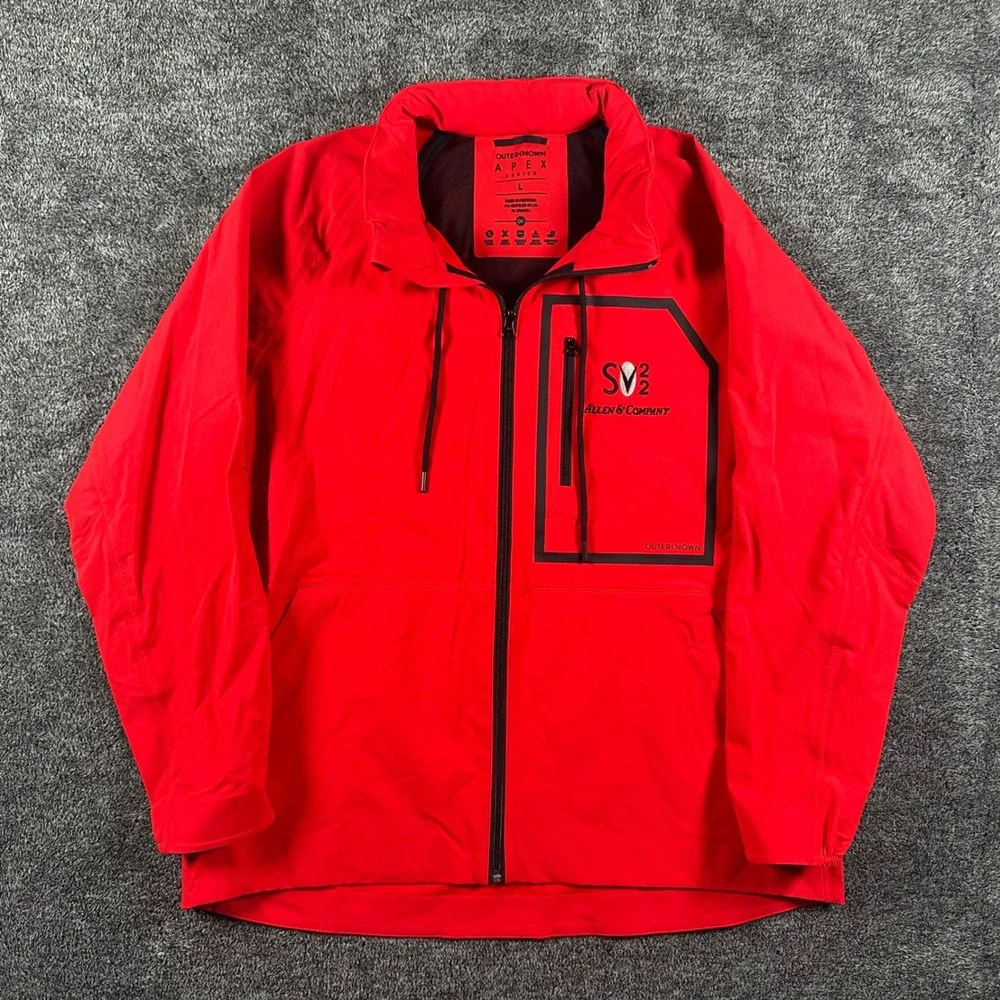 Outerknown Apex Series Jacket Mens L Red Full Zip Water Repellent Company Logo